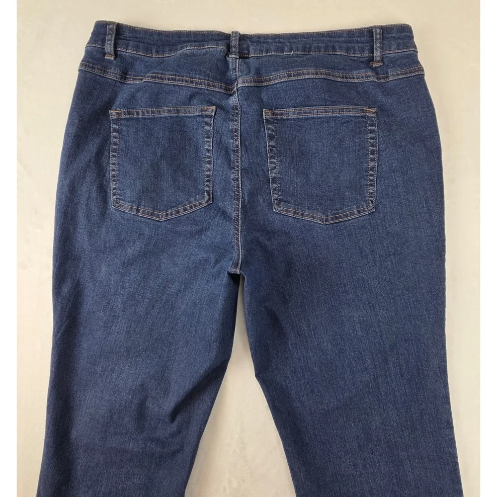 Woman Within Women 16W Petite Blue‎ Straight Leg Jeans Denim 31-1834-6 Stretch